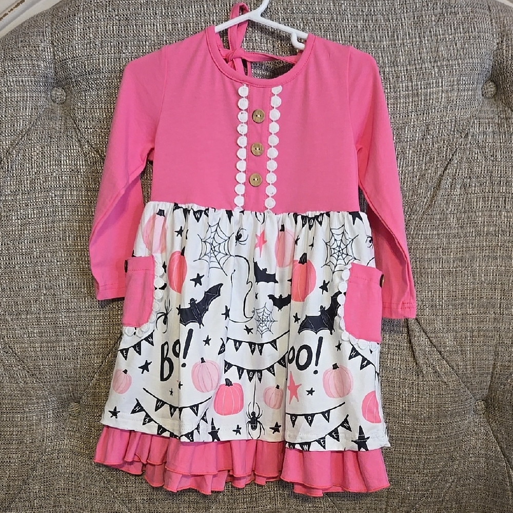 4t Halloween Pink and White Twirl Dress